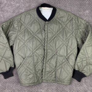 Vintage JCPenney Towncraft Quilted Bomber Jacket Mens Large Medium Olive Penneys